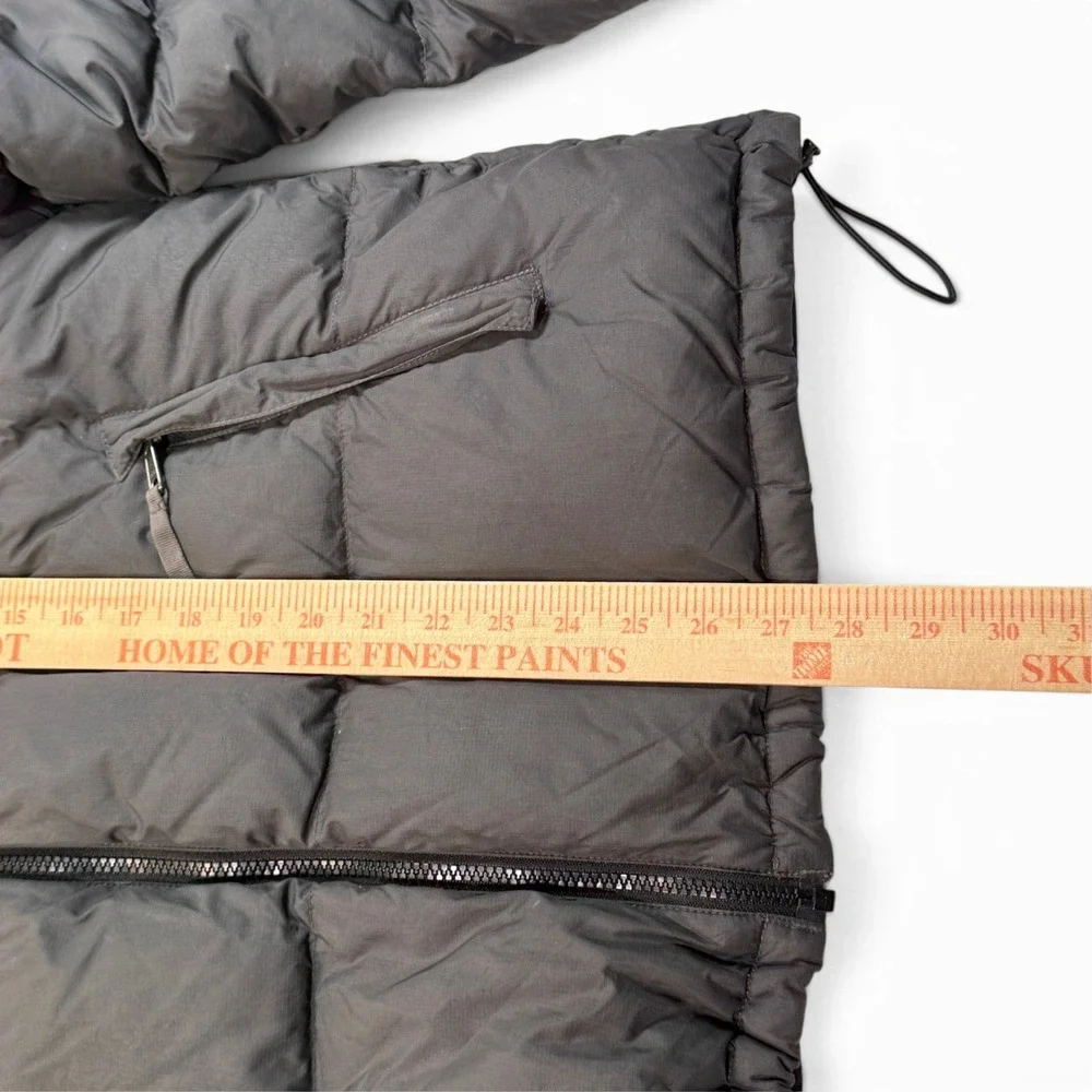 The North Face Nuptse 700 Down Puffer Jacket Mens Large Gray Black Hooded A187
